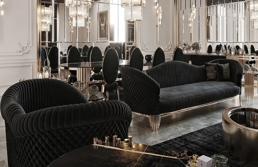 Casa Padrino Luxus Sessel Schwarz / Gold 120 x 88 x H. 88 cm - Moderner Wohnzimmer Sessel - Wohnzimmer & Hotel Möbel - Luxus Kollektion