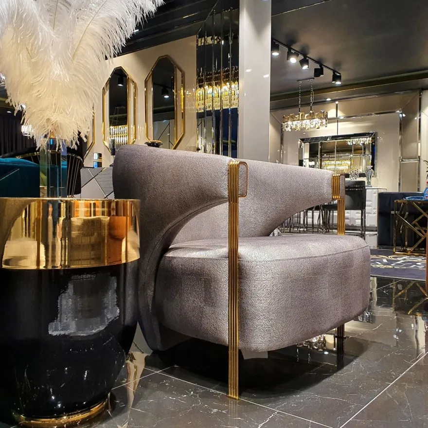 Casa Padrino Luxus Sessel Silber / Gold 82 x 78 x H. 86 cm - Wohnzimmer Sessel - Hotel Sessel - Luxus Möbel