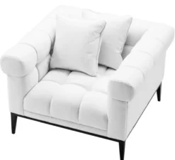 Casa Padrino Luxus Sessel Weiß / Schwarz 102 x 98 x H. 69 cm - Wohnzimmer Sessel mit 2 Kissen - Wohnzimmer Möbel - Luxus Möbel