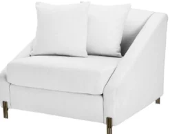 Casa Padrino Luxus Sessel Weiß / Messingfarben 88 x 94 x H. 73 cm - Wohnzimmer Sessel mit 2 Kissen - Luxus Möbel
