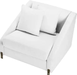 Casa Padrino Luxus Sessel Weiß / Messingfarben 88 x 94 x H. 73 cm - Wohnzimmer Sessel mit 2 Kissen - Luxus Möbel