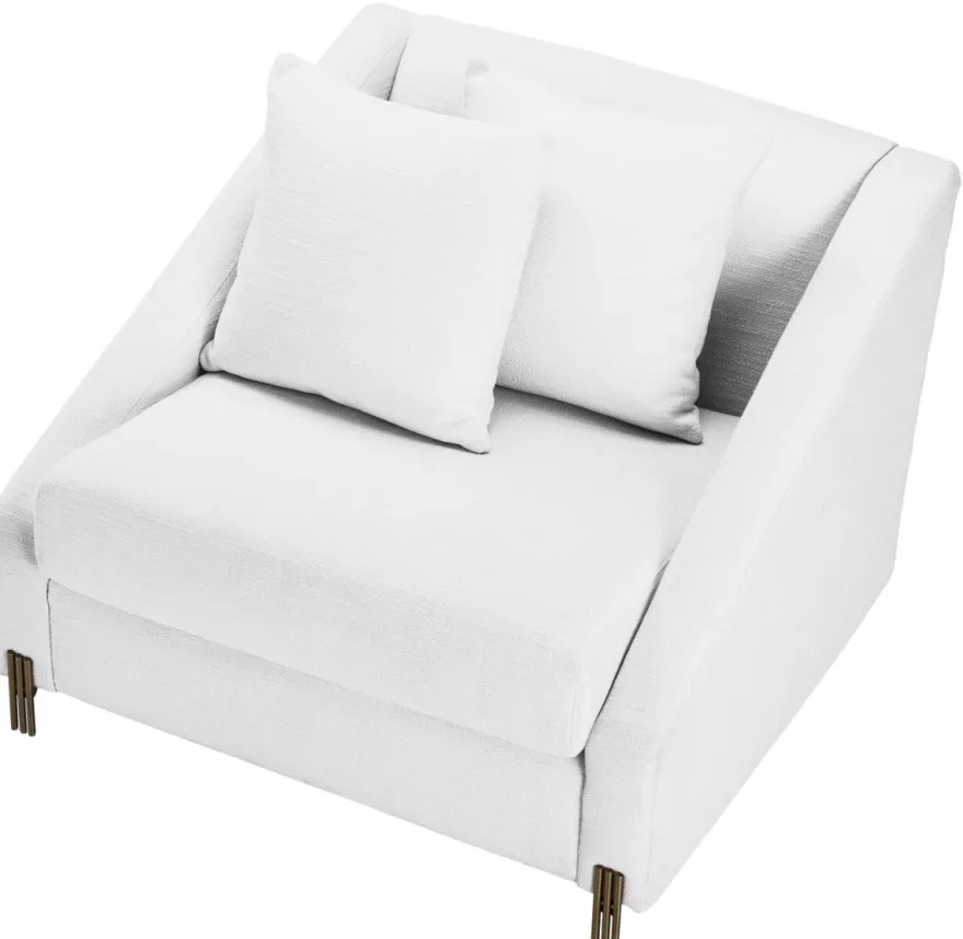 Casa Padrino Luxus Sessel Weiß / Messingfarben 88 x 94 x H. 73 cm - Wohnzimmer Sessel mit 2 Kissen - Luxus Möbel