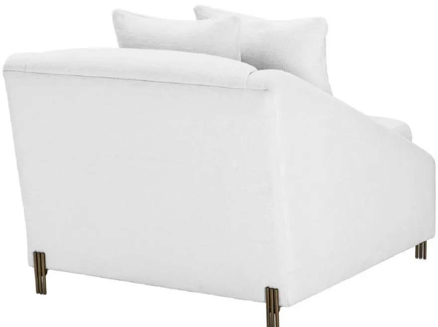 Casa Padrino Luxus Sessel Weiß / Messingfarben 88 x 94 x H. 73 cm - Wohnzimmer Sessel mit 2 Kissen - Luxus Möbel