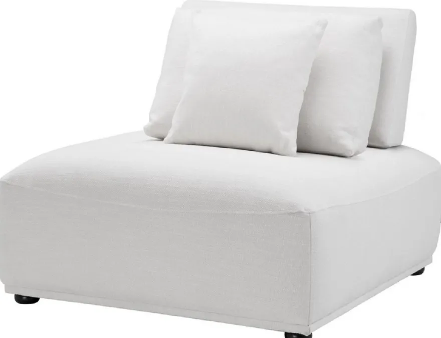 Casa Padrino Luxus Sessel Weiß / Schwarz 93 x 109 x H. 83 cm - Wohnzimmer Sessel mit Rückenlehne und 2 Kissen - Wohnzimmer Möbel
