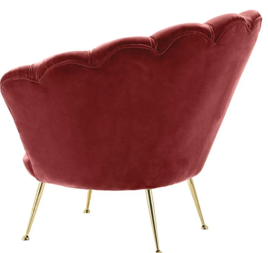 Casa Padrino Luxus Sessel Weinrot / Messing 96,5 x 79 x H. 78 cm - Designer Hotel Möbel