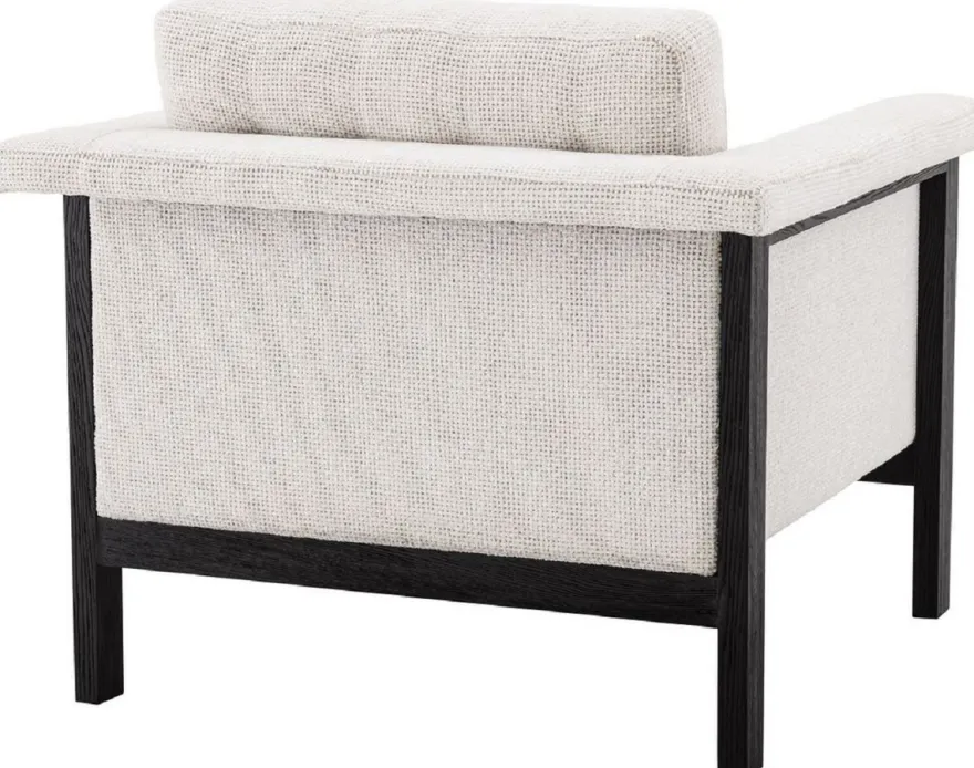 Casa Padrino Luxus Sessel Weiß / Schwarz 79,5 x 80,5 x H. 72,5 cm - Wohnzimmer Sessel - Hotel Sessel - Luxus Möbel