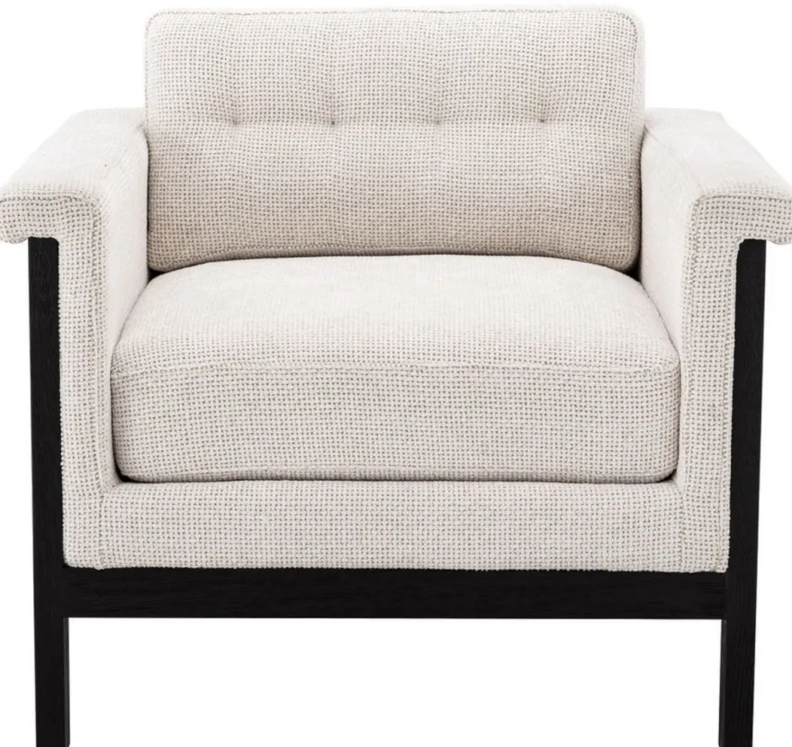 Casa Padrino Luxus Sessel Weiß / Schwarz 79,5 x 80,5 x H. 72,5 cm - Wohnzimmer Sessel - Hotel Sessel - Luxus Möbel