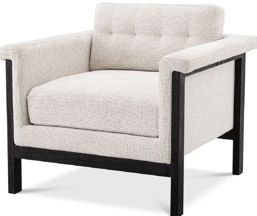 Casa Padrino Luxus Sessel Weiß / Schwarz 79,5 x 80,5 x H. 72,5 cm - Wohnzimmer Sessel - Hotel Sessel - Luxus Möbel