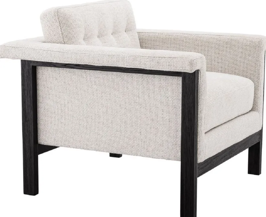 Casa Padrino Luxus Sessel Weiß / Schwarz 79,5 x 80,5 x H. 72,5 cm - Wohnzimmer Sessel - Hotel Sessel - Luxus Möbel