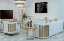 Casa Padrino Luxus Sessel Weiß / Gold 80 x 87 x H. 77 cm - Wohnzimmer Sessel - Hotel Sessel - Wohnzimmer Möbel - Hotel Möbel - Luxus Möbel - Luxus Einrichtung