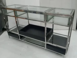 Casa Padrino Luxus Shopvitrine mit Glasfächern Glas Theke 153 x 42 x H 88 cm Ladeneinrichtung Vitrine Ladentheke