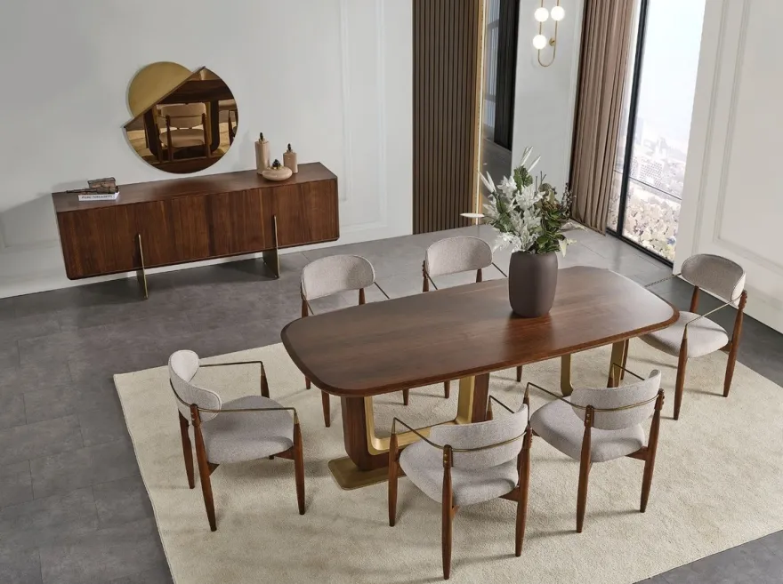 Casa Padrino Luxus Sideboard Braun / Messing 220 x 50 x H. 78 cm - Massivholz Schrank mit 4 Türen - Massivholz Möbel - Luxus Möbel - Luxus Einrichtung