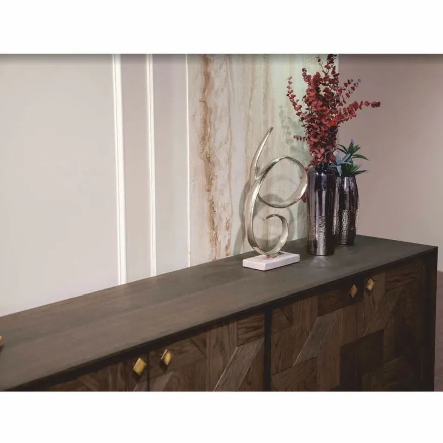 Casa Padrino Luxus Sideboard mit 4 Türen Braun / Messing 210 cm - Luxus Möbel