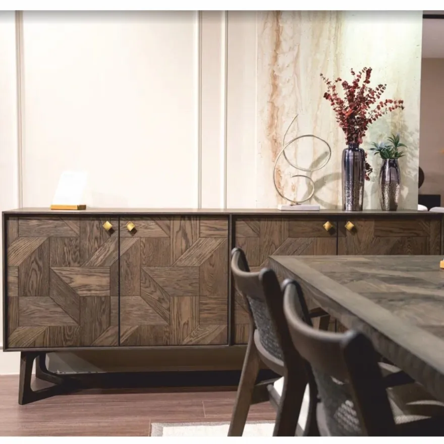Casa Padrino Luxus Sideboard mit 4 Türen Braun / Messing 210 cm - Luxus Möbel