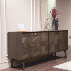 Casa Padrino Luxus Sideboard mit 4 Türen Braun / Messing 210 cm - Luxus Möbel
