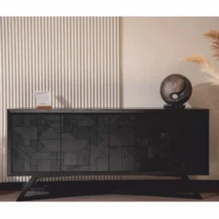 Casa Padrino Luxus Sideboard mit 4 Türen Schwarz 205 cm - Luxus Möbel