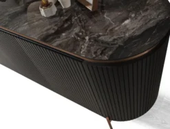 Casa Padrino Luxus Sideboard Schwarz / Kupferfarben 208 x 60 x H. 80 cm - Edler Schrank mit 4 Türen - Luxus Möbel