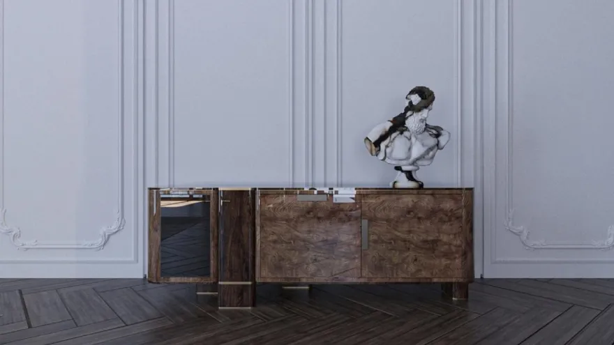 Casa Padrino Luxus Sideboard mit 3 Türen Naturfarben / Braun 230 cm