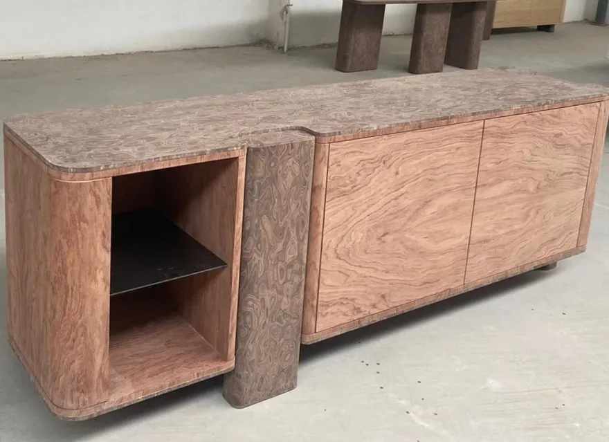 Casa Padrino Luxus Sideboard mit 3 Türen Naturfarben / Braun 230 cm