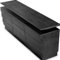 Casa Padrino Luxus Sideboard mit 9 Schubladen Mahagoniholz mit Eichenfurnier Anthrazit - Luxus Möbel
