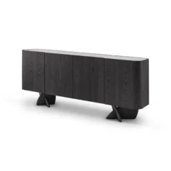 Casa Padrino Luxus Sideboard Dunkelgrau / Grau 200 x 42 x H. 82 cm - Sideboard mit Travertin - Moderne Wohnzimmer Möbel - Luxus Qualität
