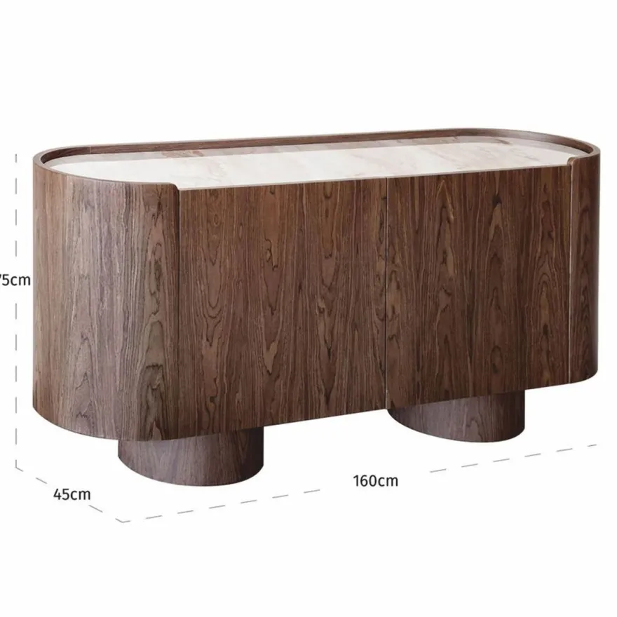 Casa Padrino Luxus Sideboard mit 2 Türen und Keramikplatte Braun / Creme 160 cm