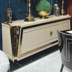 Casa Padrino Luxus Sideboard Creme / Gold 235 cm - Luxus Hotel Möbel