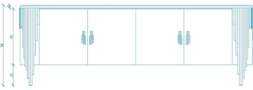 Casa Padrino Luxus Sideboard mit 4 Türen und Kunstmarmor Platte Schwarz / Silber 251,2 cm - Luxus Möbel