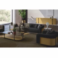 Casa Padrino Luxus Sideboard mit 4 Türen Naturfarben / Schwarz / Messing 267 cm - Hotel Möbel