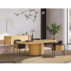 Casa Padrino Luxus Sideboard mit 4 Türen Naturfarben / Schwarz / Messing 267 cm - Hotel Möbel