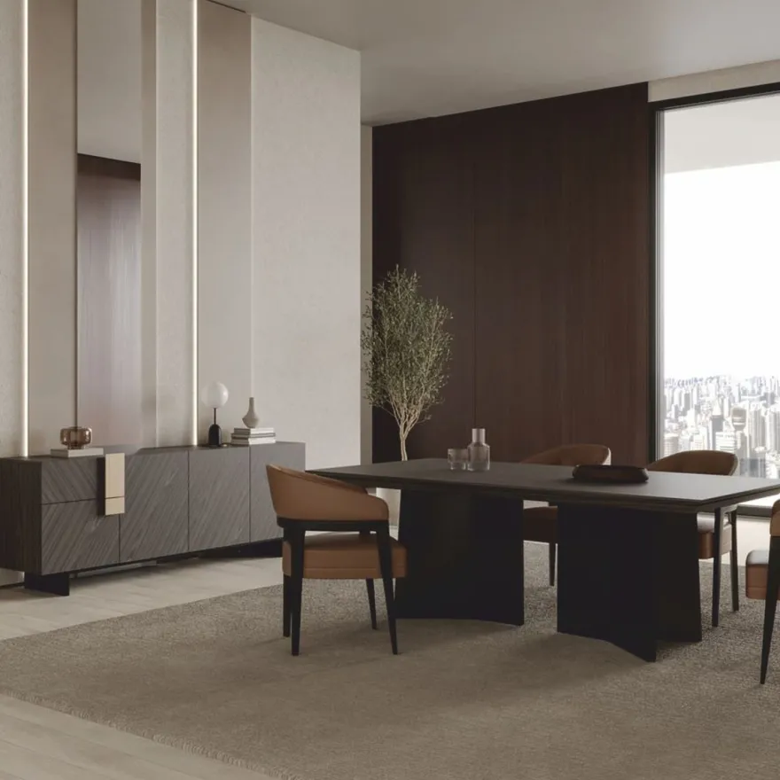 Casa Padrino Luxus Sideboard Grau / Schwarz / Messing 220 cm - Hotel & Esszimmer Möbel