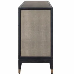 Casa Padrino Luxus Sideboard Schwarz / Grau / Messing 193 cm - Luxus Möbel