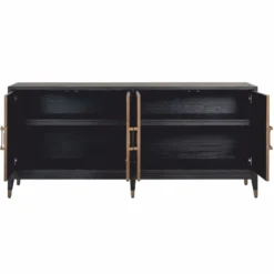 Casa Padrino Luxus Sideboard Schwarz / Grau / Messing 193 cm - Luxus Möbel