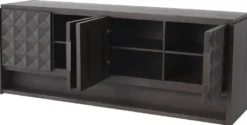 Casa Padrino Luxus Sideboard Mokkafarben / Bronze 219 x 56 x H. 83 cm - Massivholz Schrank mit 4 Türen und 3D Effekt in den Fronten - Luxus Möbel