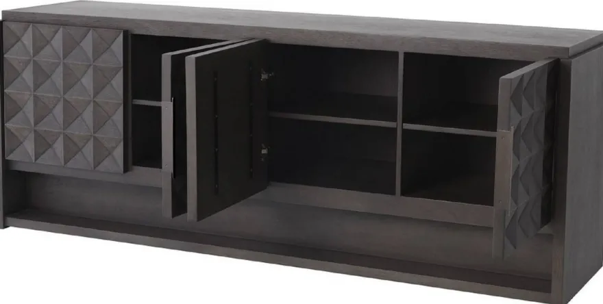 Casa Padrino Luxus Sideboard Mokkafarben / Bronze 219 x 56 x H. 83 cm - Massivholz Schrank mit 4 Türen und 3D Effekt in den Fronten - Luxus Möbel