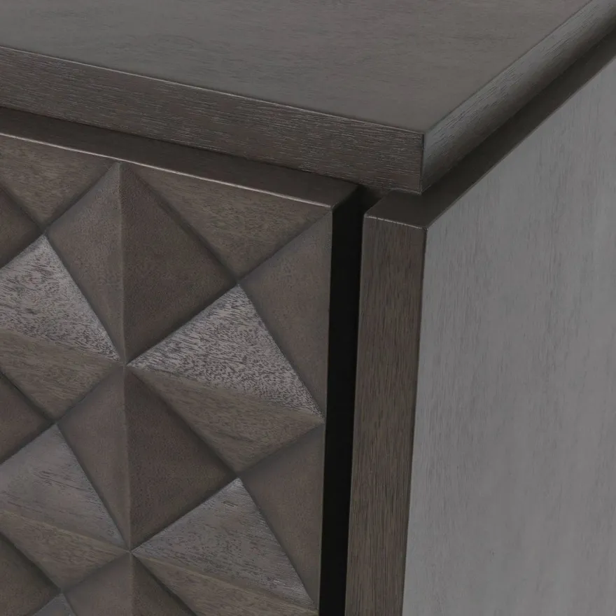 Casa Padrino Luxus Sideboard Mokkafarben / Bronze 219 x 56 x H. 83 cm - Massivholz Schrank mit 4 Türen und 3D Effekt in den Fronten - Luxus Möbel
