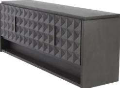 Casa Padrino Luxus Sideboard Mokkafarben / Bronze 219 x 56 x H. 83 cm - Massivholz Schrank mit 4 Türen und 3D Effekt in den Fronten - Luxus Möbel