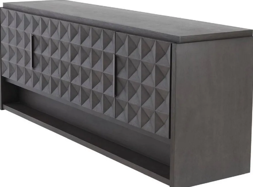 Casa Padrino Luxus Sideboard Mokkafarben / Bronze 219 x 56 x H. 83 cm - Massivholz Schrank mit 4 Türen und 3D Effekt in den Fronten - Luxus Möbel