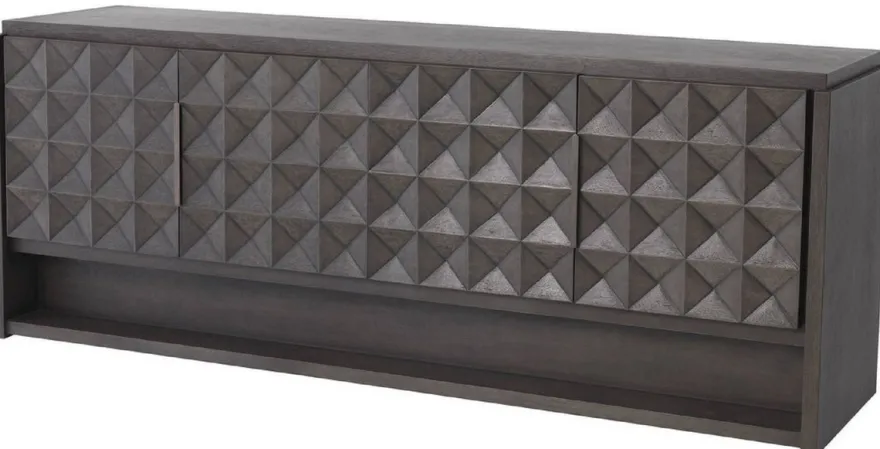 Casa Padrino Luxus Sideboard Mokkafarben / Bronze 219 x 56 x H. 83 cm - Massivholz Schrank mit 4 Türen und 3D Effekt in den Fronten - Luxus Möbel