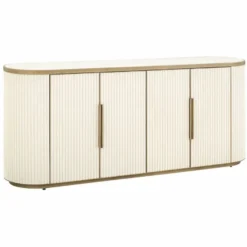 Casa Padrino Luxus Sideboard mit 4 Türen und Keramikplatte Weiß / Messing 192 cm
