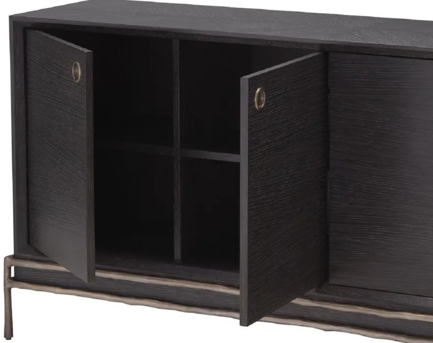 Casa Padrino Luxus Sideboard Anthrazitgrau / Bronzefarben 180 x 45 x H. 82 cm - Wohnzimmer Möbel - Hotel Möbel - Luxus Kollektion