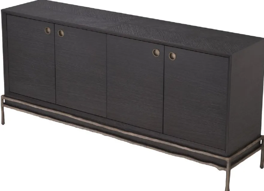Casa Padrino Luxus Sideboard Anthrazitgrau / Bronzefarben 180 x 45 x H. 82 cm - Wohnzimmer Möbel - Hotel Möbel - Luxus Kollektion