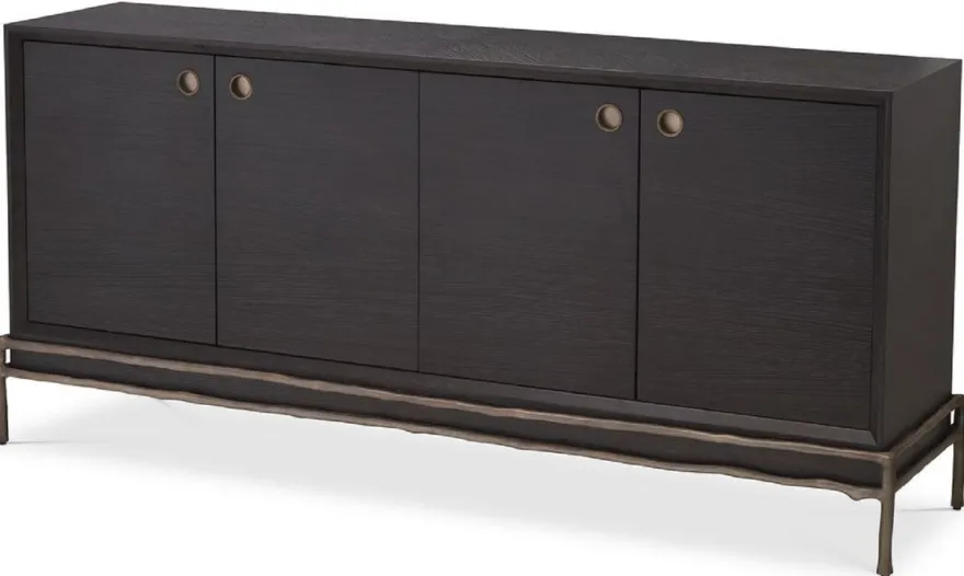Casa Padrino Luxus Sideboard Anthrazitgrau / Bronzefarben 180 x 45 x H. 82 cm - Wohnzimmer Möbel - Hotel Möbel - Luxus Kollektion