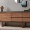 Casa Padrino Luxus Sideboard Braun 220 x 46 x H. 78 cm - Massivholz Schrank mit 4 Türen - Wohnzimmer Möbel - Hotel Möbel - Luxus Kollektion