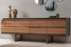 Casa Padrino Luxus Sideboard Braun 220 x 46 x H. 78 cm - Massivholz Schrank mit 4 Türen - Wohnzimmer Möbel - Hotel Möbel - Luxus Kollektion
