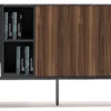 Casa Padrino Luxus Sideboard Braun / Schwarz / Weiß 235 x 50 x H. 83 cm - Moderner Massivholz Wohnzimmer Schrank - Luxus Wohnzimmer Möbel