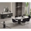 Casa Padrino Luxus Sideboard Schwarz / Weiß / Silber 221 cm - Hotel & Esszimmer Möbel