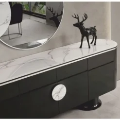 Casa Padrino Luxus Sideboard Schwarz / Weiß / Silber 221 cm - Hotel & Esszimmer Möbel