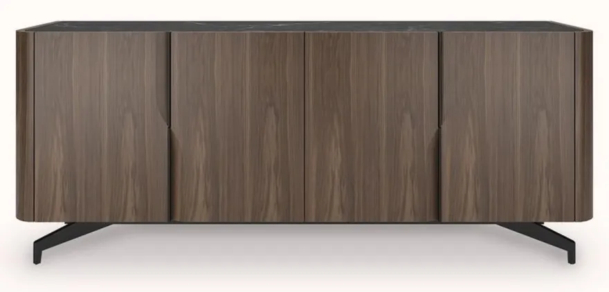 Casa Padrino Luxus Sideboard Braun / Schwarz 220 x 50,8 x H. 87 cm - Massivholz Schrank mit 4 Türen - Massivholz Möbel - Luxus Möbel - Luxus Einrichtung