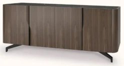 Casa Padrino Luxus Sideboard Braun / Schwarz 220 x 50,8 x H. 87 cm - Massivholz Schrank mit 4 Türen - Massivholz Möbel - Luxus Möbel - Luxus Einrichtung